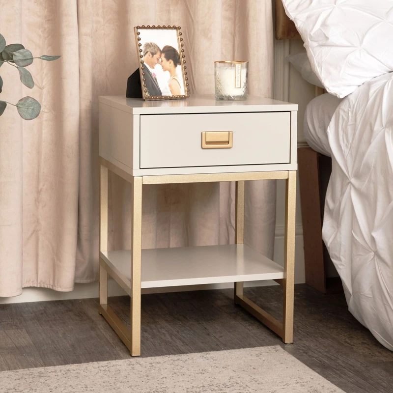 Image of Melody Maison One Drawer Bedside Table - Elle Stone Range Stone