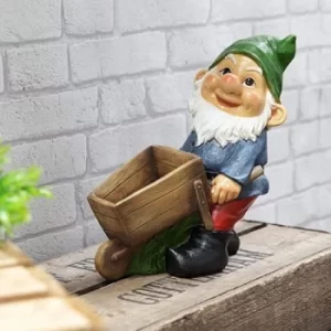 Image of Country Living Garden Gnome with Wheelbarrow Planter