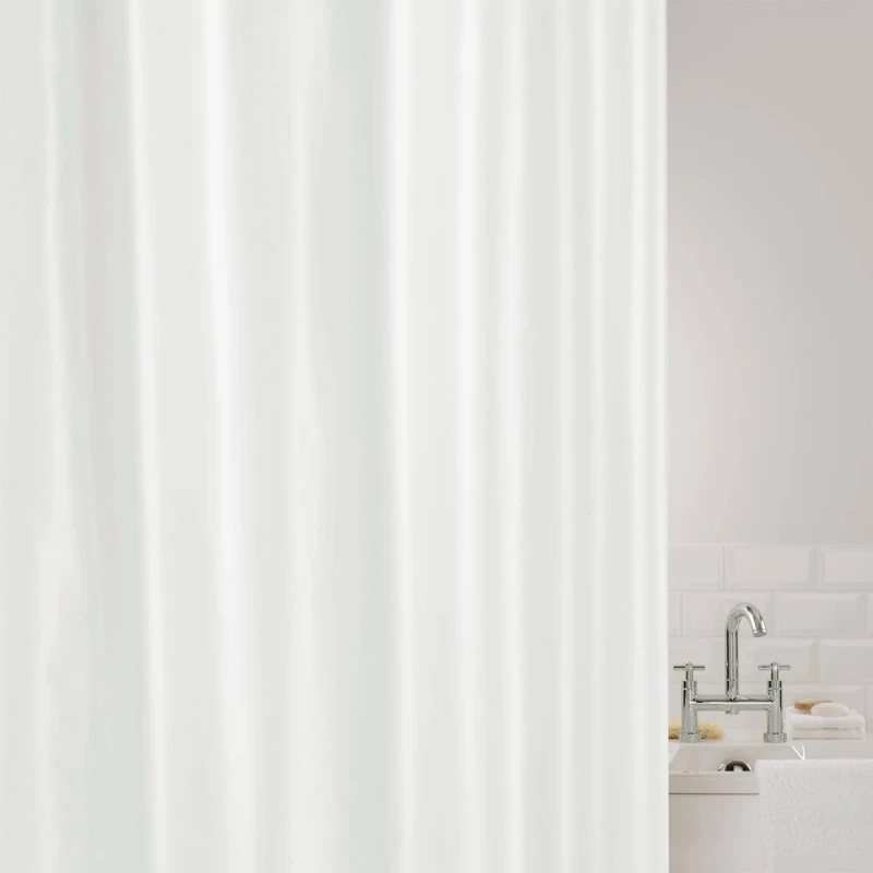 Image of Showerdrape Showerplus Plain Polyester White Shower Curtain