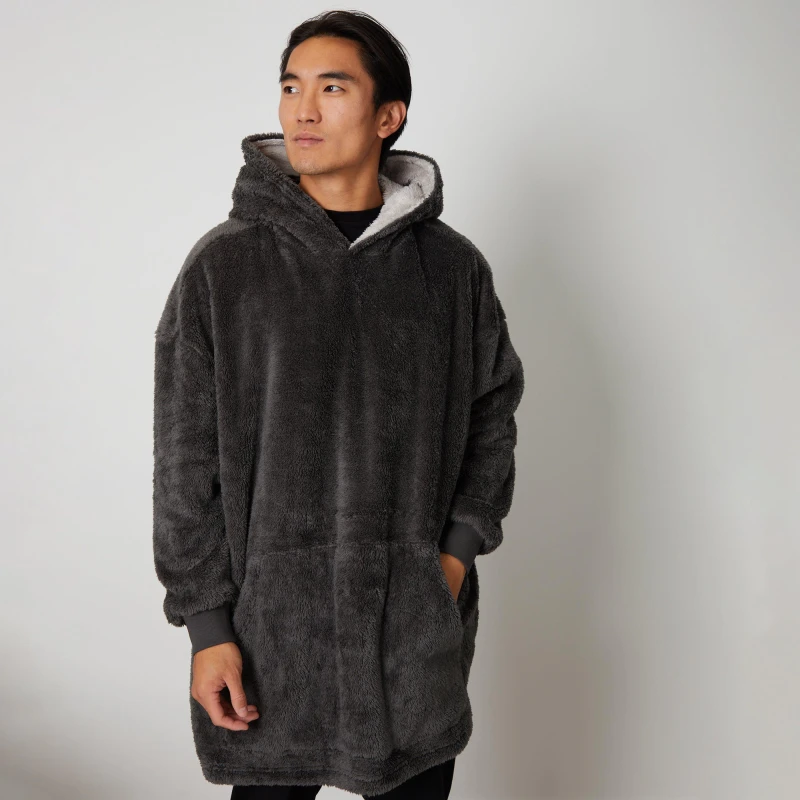 Image of Threadbare 'Jamie' Oversized Loungewear Hoodie Charcoal