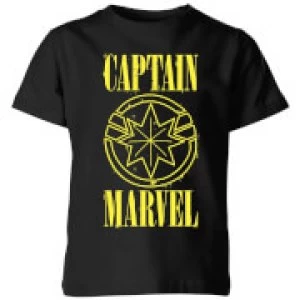 Image of Captain Marvel Grunge Logo Kids T-Shirt - Black - 7-8 Years
