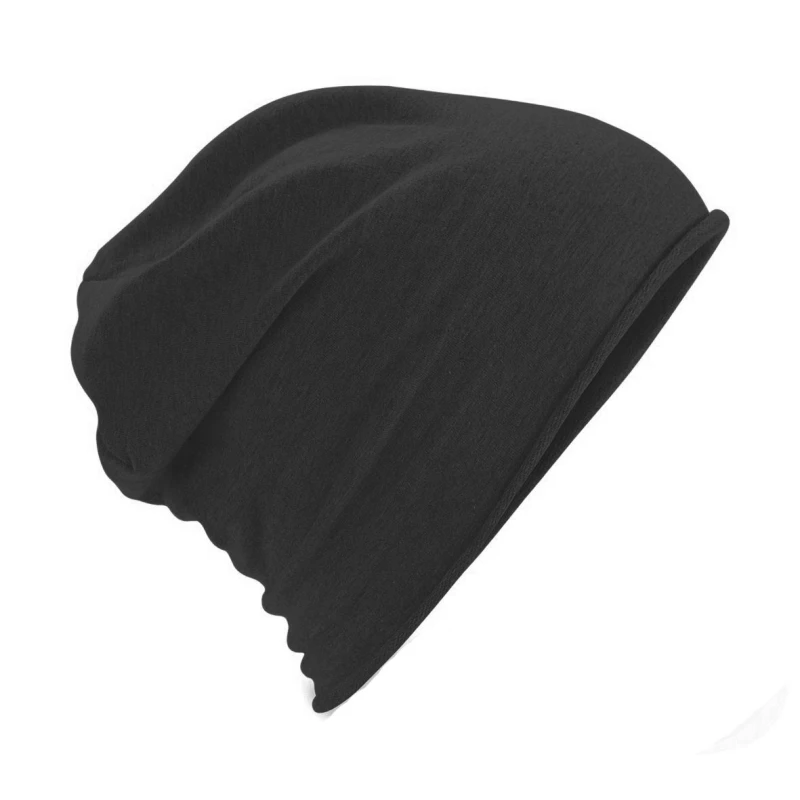 Image of Beechfield Beechfield Plain Jersey Beanie Hat in Black One Size Unisex 5054171892273