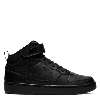 Image of Nike Court Borough Mid 2 Big Kids Shoe - BLACK/BLACK-BLACK