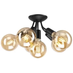 Image of Viggo Multi Arm Semi Flush Ceiling Light Black, 6x E27
