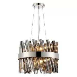 Image of Luminosa Kalih 10 Light G9, Ceiling Pendant Round, Polished Nickel, Smoke