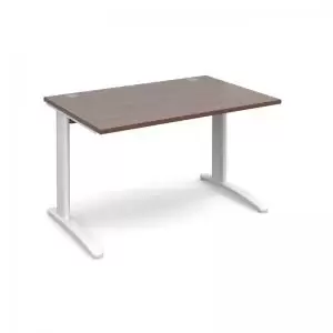 Image of TR10 straight desk 1200mm x 800mm - white frame and walnut top