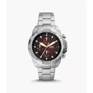 Image of Fossil Mens Bronson Chronograph Stainless Steel Watch - Silver