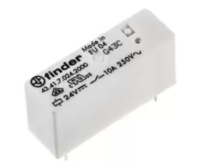 Image of Finder, 24V dc Coil Non-Latching Relay SPDT, 10A Switching Current PCB Mount Single Pole, 43.41.7.024.2000
