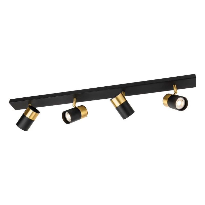 Image of Firstlight Roma 4-Light Flush Light Bar Spotlight in Black with Brushed Brass