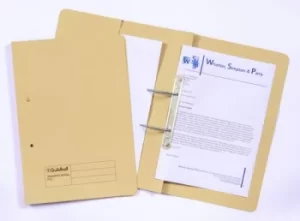 Image of Guildhall Spring Pocket Transfer File Foolscap 420gsm Yellow (Pack 25)