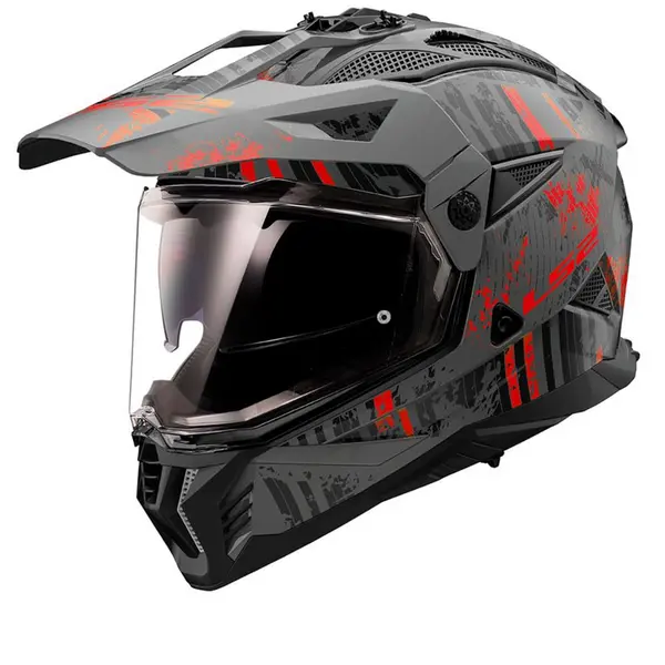 Image of LS2 MX702 Pioneer II Crazy Black Red Adventure Helmet Size M