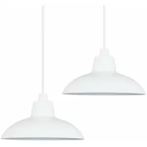 Image of Minisun - 2 x Metal Easy Fit Ceiling Pendant Light Shades - White - No Bulb