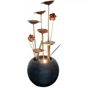 Image of Tranquility Water Features - Zinc Flower & Bowl Solar Powered Water Feature