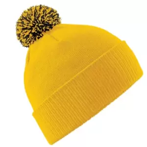Image of Beechfield Adults Unisex Snowstar Beanie (One Size) (Gold/Black)