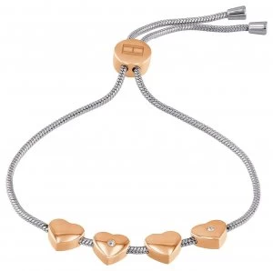 Image of Tommy Hilfiger Womens Rose Gold Hearts Adjustable Jewellery