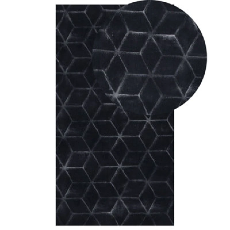 Image of Beliani Faux Fur Rug Thatta Black 80 X 150 Cm