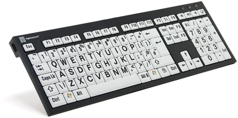 Image of Logickeyboard XL Print keyboard Office USB QWERTY UK English Black. Wh