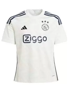 Image of adidas Ajax Junior 23/24 Away Stadium Replica Shirt - White, Size 9-10 Years