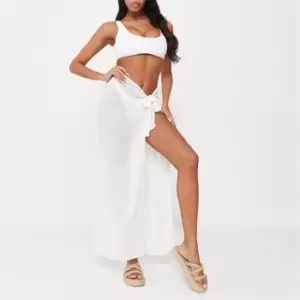 Image of Missguided Cheesecloth Tie Beach Cover Up Sarong - White