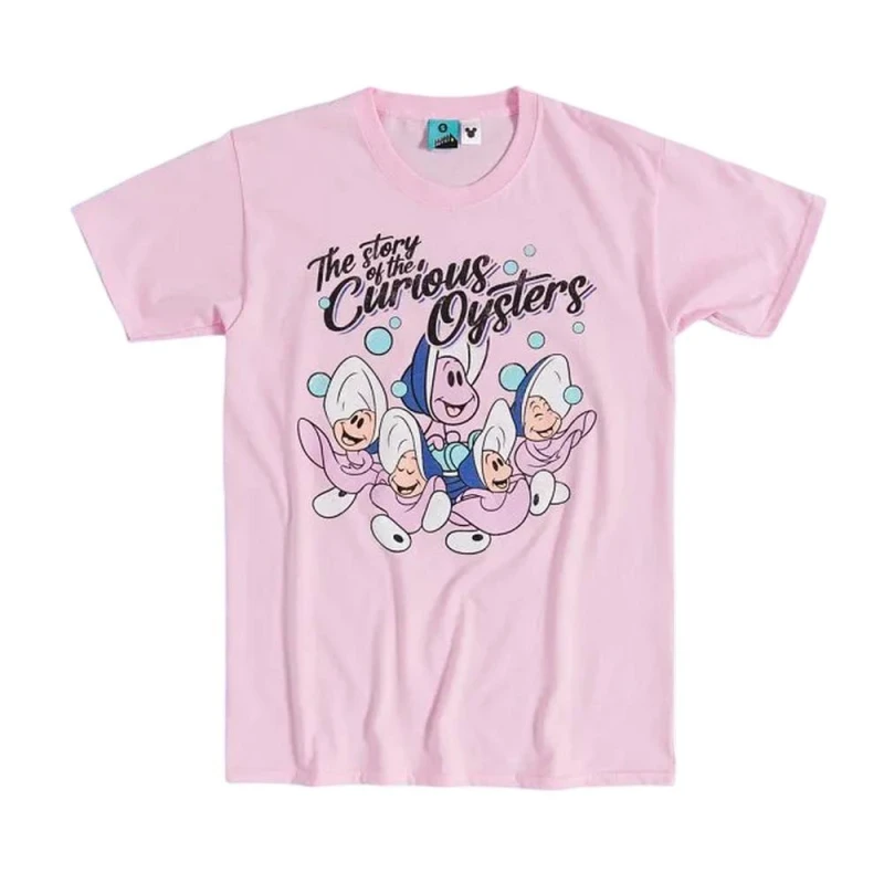 Image of Alice In Wonderland Mens The Story Of The Curious Oysters T-Shirt in Pink Size: XL Pink Male XL