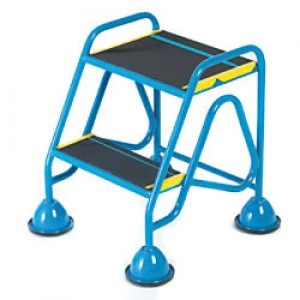 Image of FORT Mobile Ladder with Anti Slip Tread and No Handrail 2 Steps Blue Capacity: 150 kg