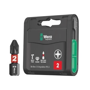 Image of Wera Bit-Box 15 Impaktor PH2 x 25mm, 15 Piece