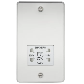Image of KnightsBridge Flat Plate 115/230V dual voltage shaver socket - polished chrome with white insert