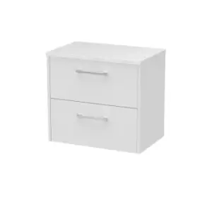 Image of Hudson Reed Juno 600mm Wall Hung 2 Drawer Vanity & Sparkling White Laminate Top - White Ash