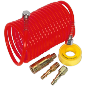 Image of Sealey AHK03 Coiled Air Line Hose Kit 5mm 5m
