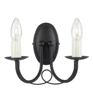 Image of Minster 2 Light Indoor Candle Wall Light Black, E14