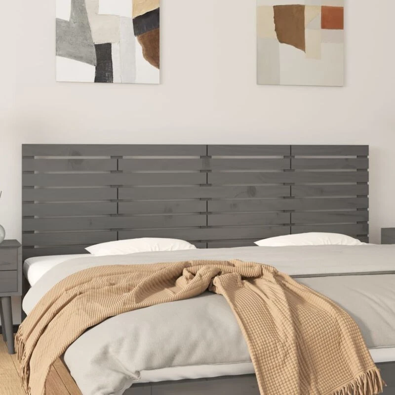 Image of Vidaxl Wall Headboard Grey 206X3X63cm Solid Wood Pine, Grey 824720