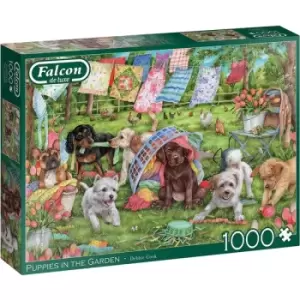 Image of Falcon de luxe Puppies in the Garden 1000 Piece Jigsaw Puzzle