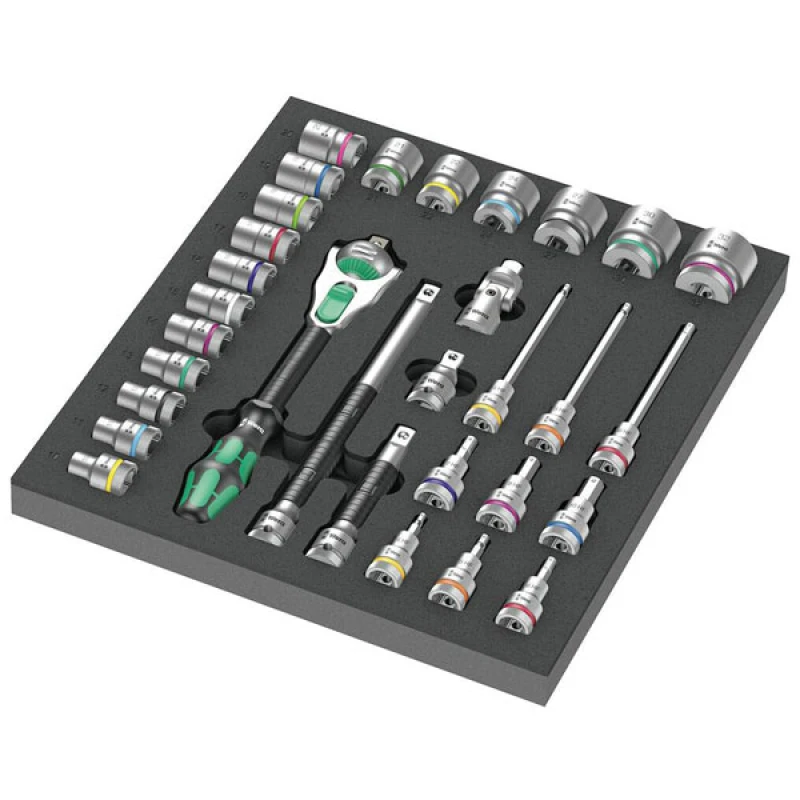 Image of Wera Zyklop 9722 31 Piece 1/2" Drive Socket Set in Foam Insert Tray 9722 Drive: 1/2"