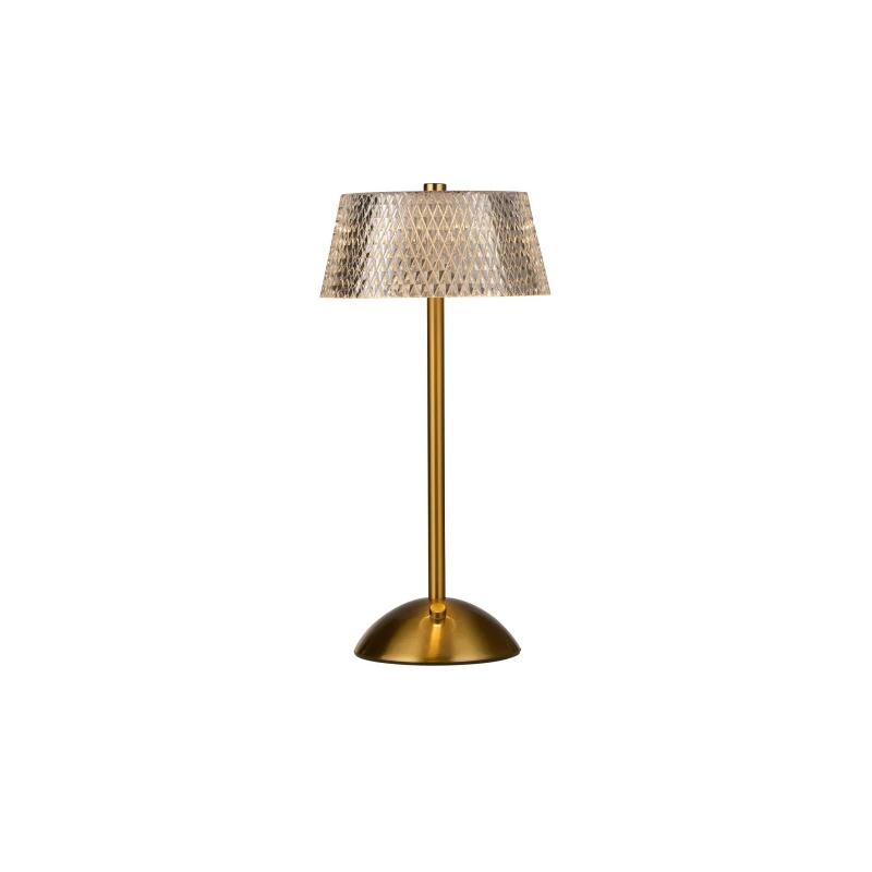 Image of Lighting Collection Pair of Rechargeable Table Lamp with Crystal Effec Brass And Clear unisex One size