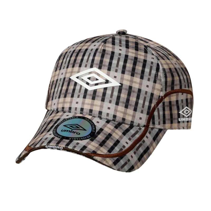 Image of Umbro Mens Checked Logo Baseball Cap in Beige Beige Male One Size