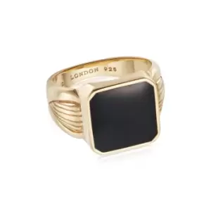 Image of Rings 18ct Gold Plate Bold Black Enamel Signet Ring 18ct Gold Plate