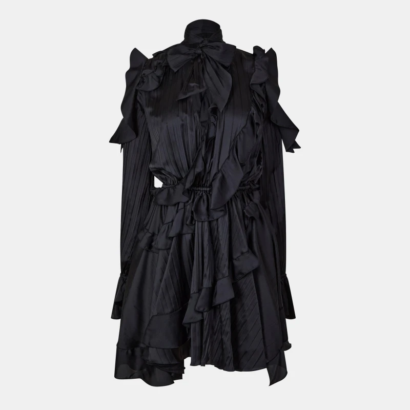Image of Off White Womens Ruffle Dress Black female 12 (M)