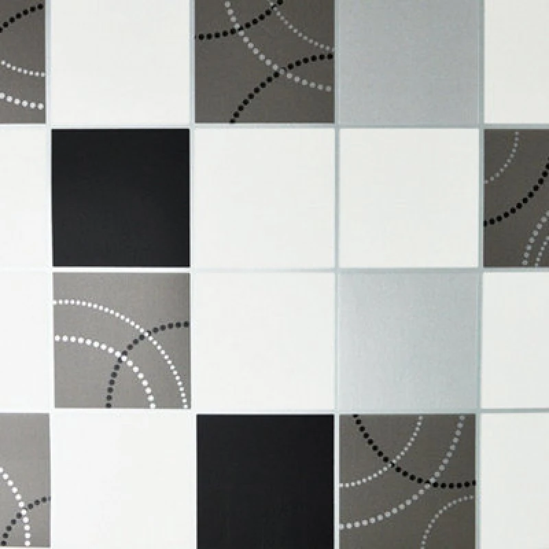Image of Debona Dotty Tiles Black & Silver Wallpaper 2670