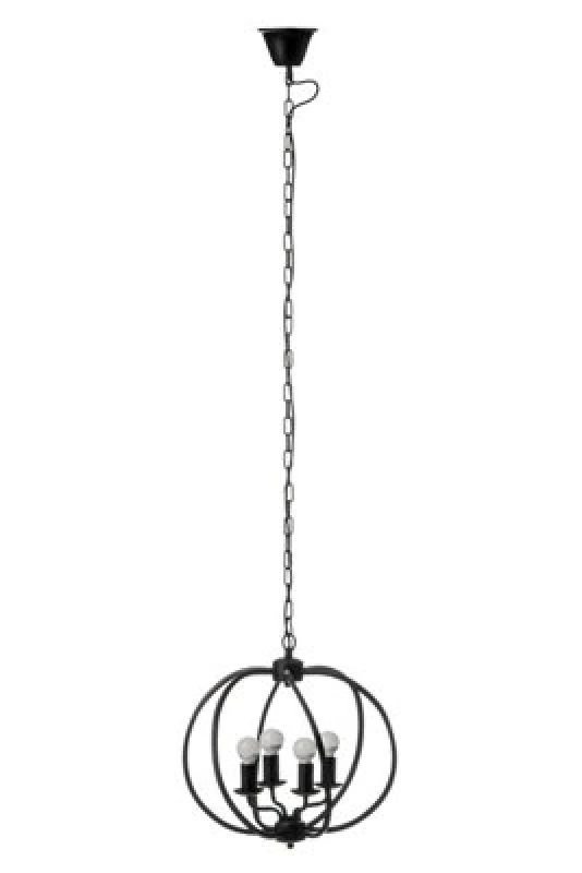 Image of Orsina Matt Black Iron Pendant Light, Industrial Sphere Ceiling Light With 4 Bulb Holders, Assembled Hanging Fixture