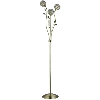 Image of Searchlight Bellis - 3 Light Flower Design Floor Lamp Antique Brass and Glass, G9