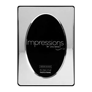 Image of 4" x 6" - Silver Plated Oval Aperture Photo Frame