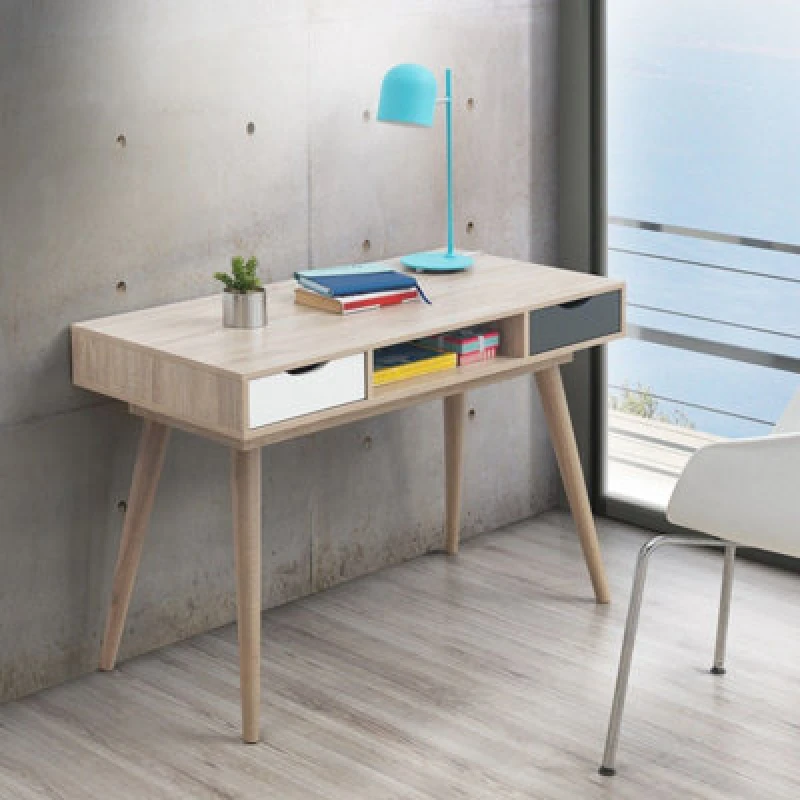 Image of Timber Art Design Scandinavian 2 Drawer Dressing Table Makeup Computer Desk Bedroom Furniture