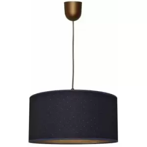 Image of Helam Abba Cylindrical Pendant Ceiling Light Dark Blue, Gold 40cm