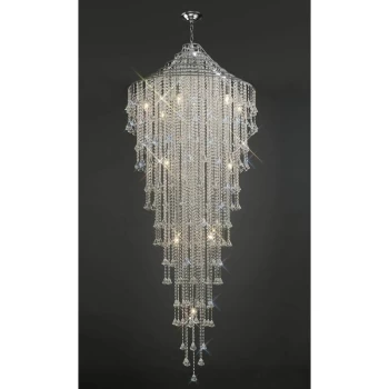 Image of Suspension Inina Tall 15 Bulbs polished chrome / crystal