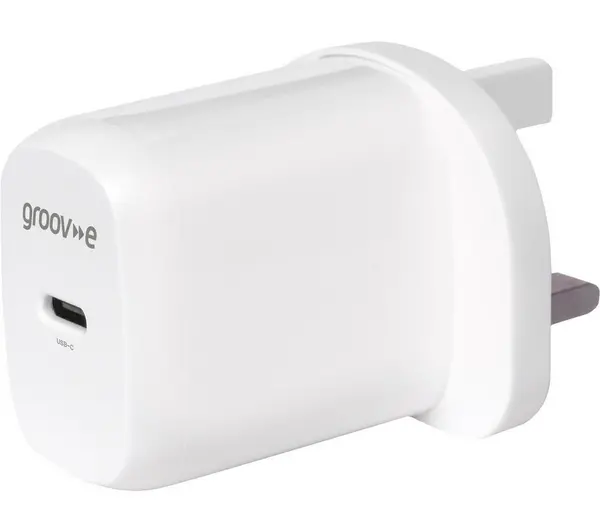 Image of GROOV-E GVMA107WE 20 W USB Type-C Charger, White 5060108297622