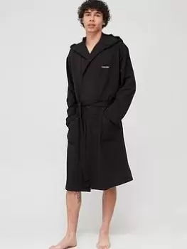 Image of Calvin Klein Modern Cotton Lounge Dressing Gown - Black