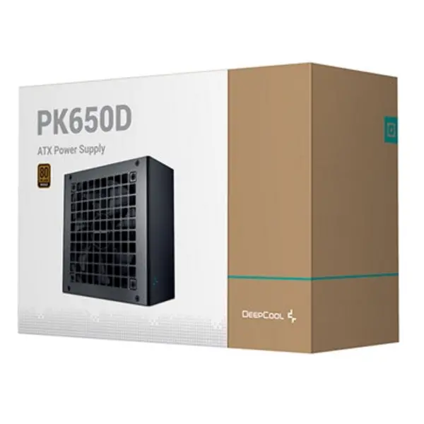 Image of DEEPCOOL DeepCool PK650D 650W Power Supply Unit, 120mm Silent Hydro Bearing Fan, 80 PLUS Bronze, Non Modular, UK Plug, Flat Black Cables, Stable with