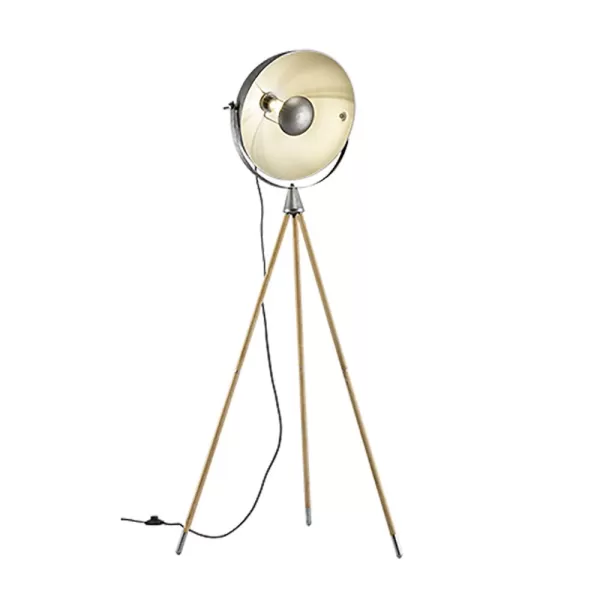 Image of Delhi Vintage Tripod Floor Lamp Nickel antique with Footswitch