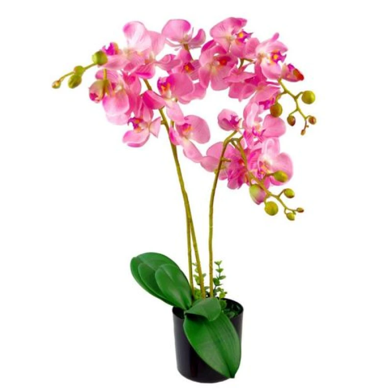 Image of Leaf 60cm Leaf Design UK Realistic Artificial Orchid Flower Display in Pot Green unisex