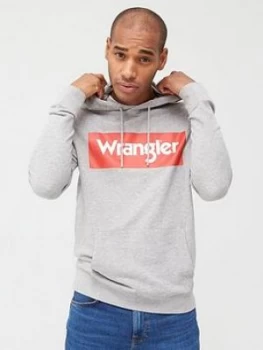 Image of Wrangler Box Logo Overhead Hoodie - Grey